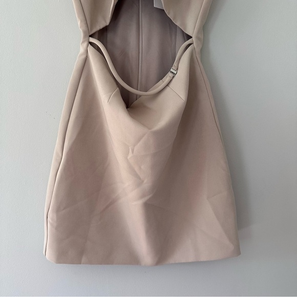 Zara Cutout Fitted Mini Dress Cream Tan Size XS - Picture 6 of 13